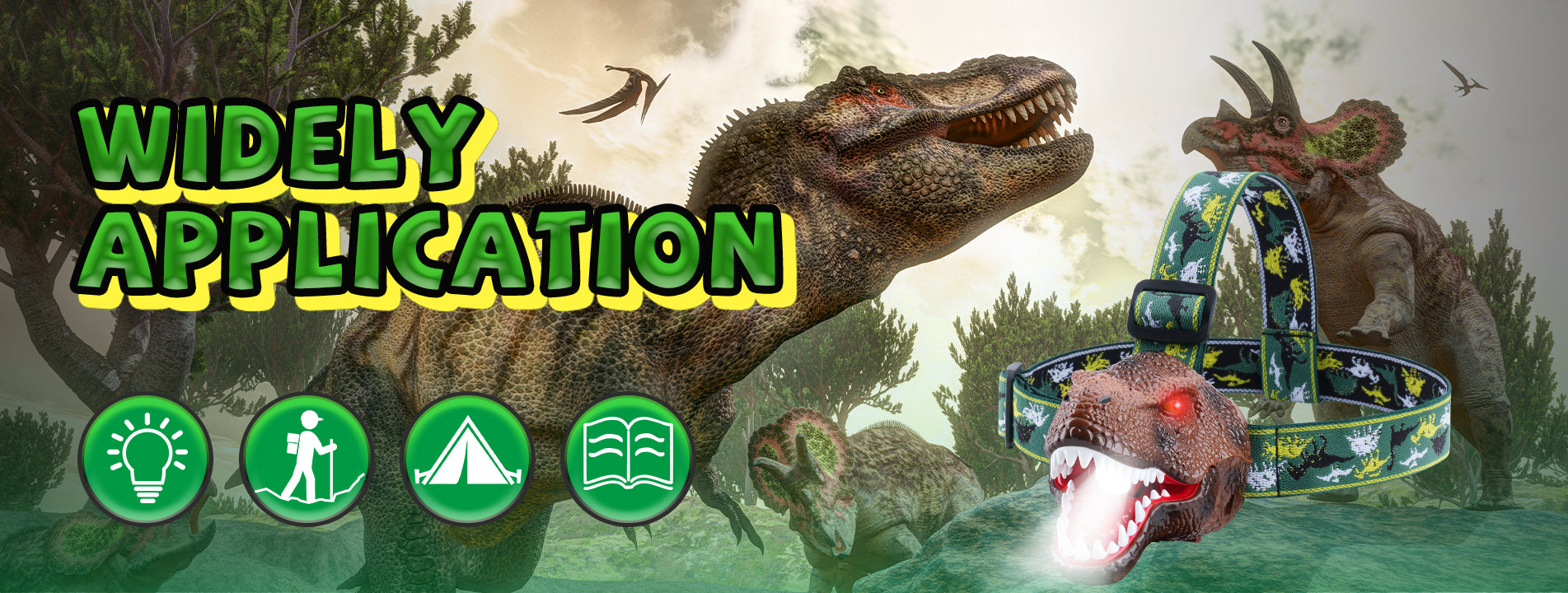 KIDS HEADLAPM DINOSAUR FLASHLIGHT T REX TOY