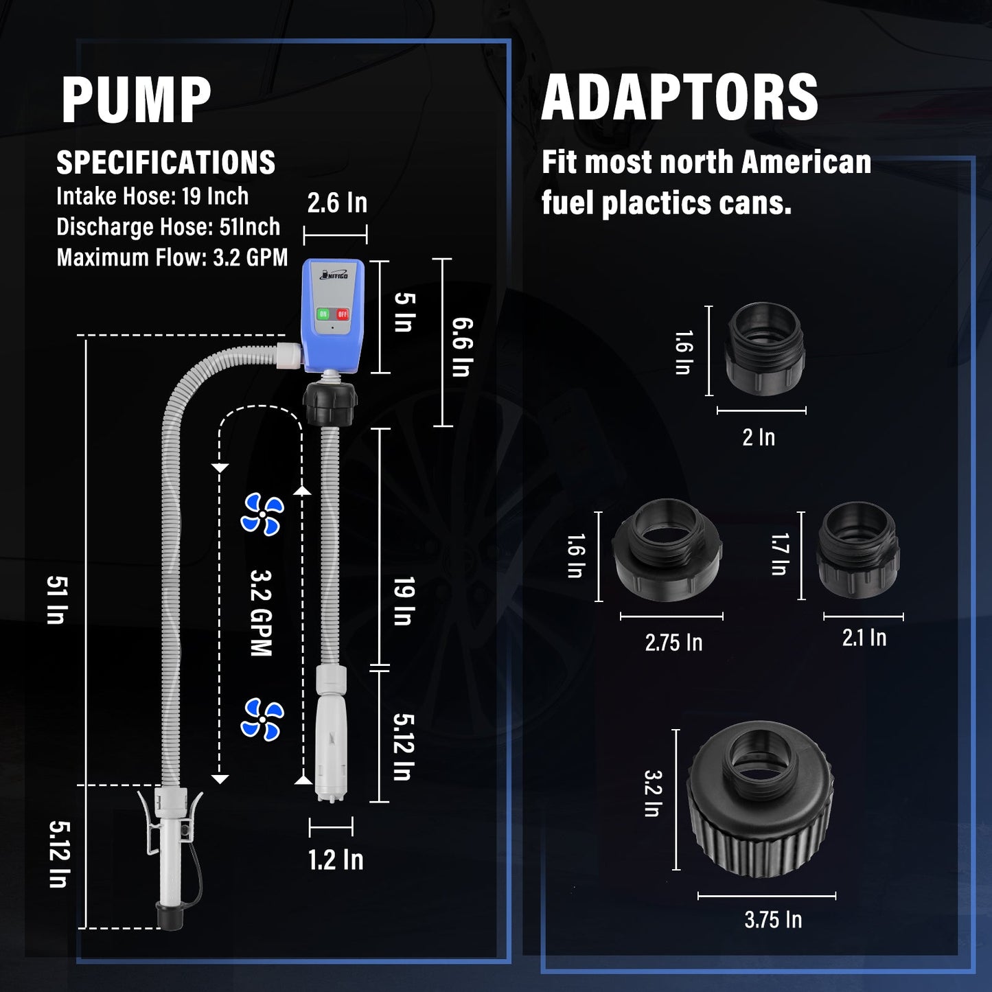 Fuel Transfer Pump with different adaptors