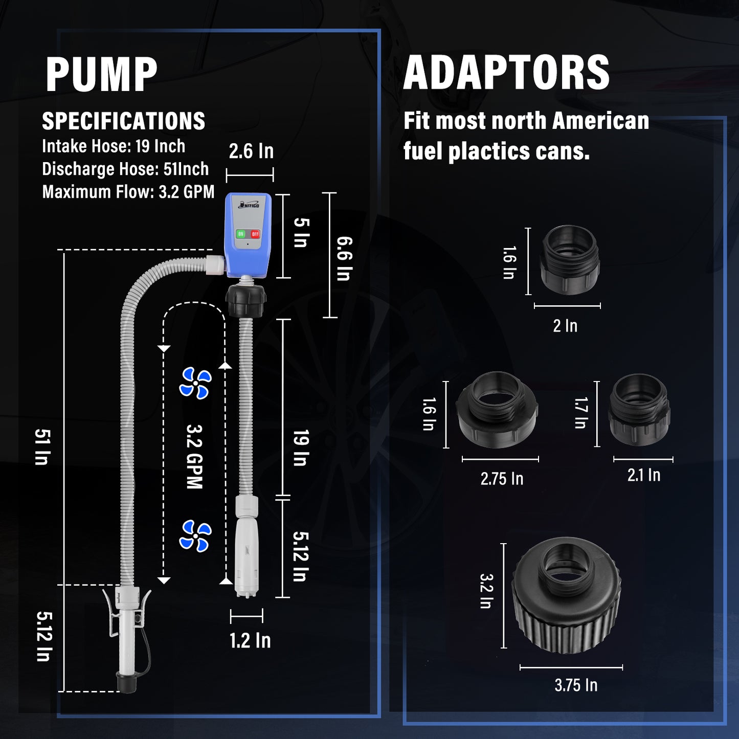 Fuel Transfer Pump with different adaptors