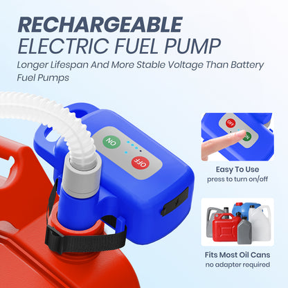 Nitigo Fuel Transfer Pump Electric With Auto-Stop Sensor Leak Protection, 3.2GPM 72" Long Hose Lithium Battery Rechargeable Portable Automatic Gas Can Pump, for Gasoline/Diesel/Kerosene/Water, Blue