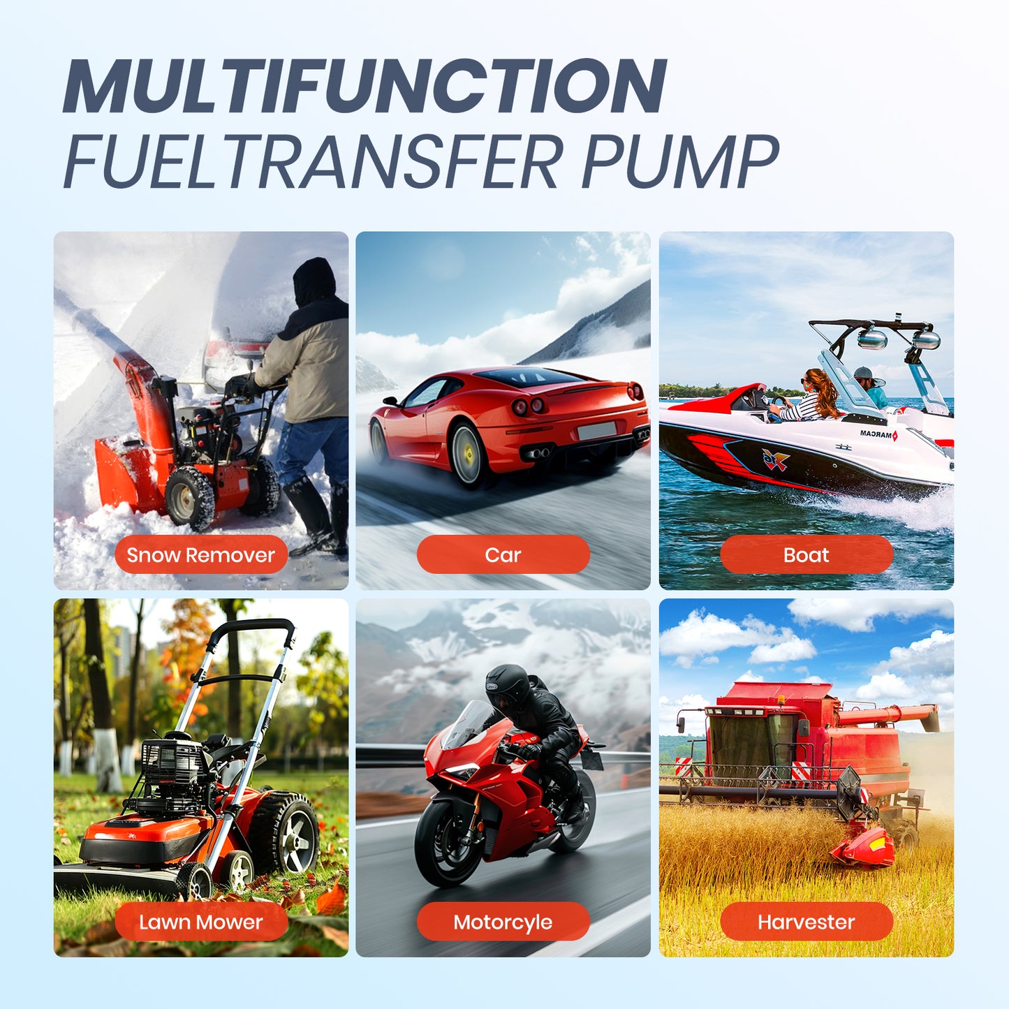 Nitigo Fuel Transfer Pump Electric With Auto-Stop Sensor Leak Protection, 3.2GPM 72" Long Hose Lithium Battery Rechargeable Portable Automatic Gas Can Pump, for Gasoline/Diesel/Kerosene/Water, Blue