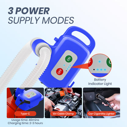 Nitigo Fuel Transfer Pump Electric With Auto-Stop Sensor Leak Protection, 3.2GPM 72" Long Hose Lithium Battery Rechargeable Portable Automatic Gas Can Pump, for Gasoline/Diesel/Kerosene/Water, Blue