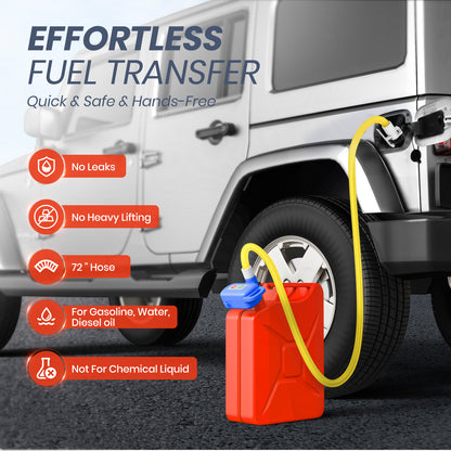 Nitigo Fuel Transfer Pump Electric With Auto-Stop Sensor Leak Protection, 3.2GPM 72" Long Hose Lithium Battery Rechargeable Portable Automatic Gas Can Pump, for Gasoline/Diesel/Kerosene/Water, Blue