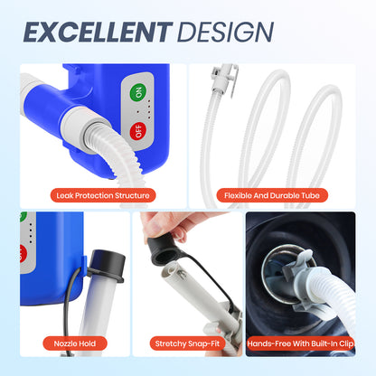 Nitigo Fuel Transfer Pump Electric With Auto-Stop Sensor Leak Protection, 3.2GPM 72" Long Hose Lithium Battery Rechargeable Portable Automatic Gas Can Pump, for Gasoline/Diesel/Kerosene/Water, Blue